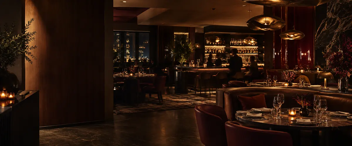 The candlelit La Matiana dining room ready for a night of music